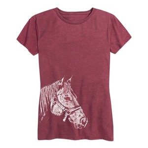 Women's - Instant Message - Side Profile Horse Short Sleeve Graphic T-Shirt - 1 of 4