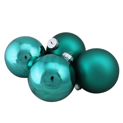 Northlight 4pc Shiny and Matte Glass Ball Christmas Ornament Set 4" - Turquoise Blue