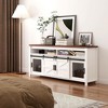 GustoWave Farmhouse TV Stand, Heavy-Duty TV Console Media Cabinet with Adjustable Shelf & Sliding Barn Door for Living Room, Bedroom, White/Walnut - 4 of 4