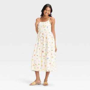 Women's Smocked V-Waist Midi Dress - A New Day™ - 1 of 3