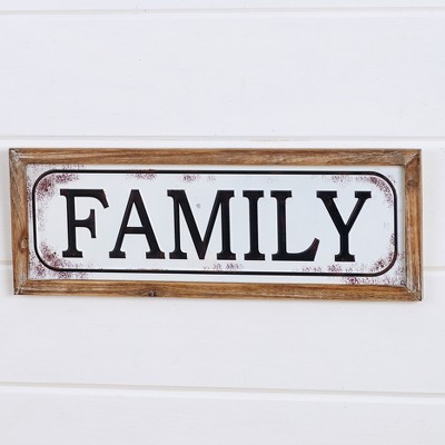 Lakeside Enamel Look 22" Wall Hanging Plaque with Family Sentiment Text