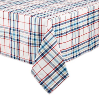 Patriotic Plaid Cotton Tablecloth 60" x 84"