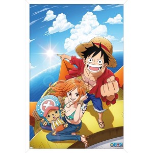 Trends International One Piece: Fishman Island - Luffy, Nami, Tony Tony Chopper Framed Wall Poster Prints - 1 of 4