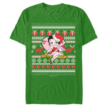 Men's Betty Boop Christmas Ugly Sweater Print T-Shirt