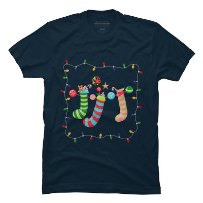 Men's Design By Humans Christmas Stocking with Christmas Lights By realdealclipart T-Shirt