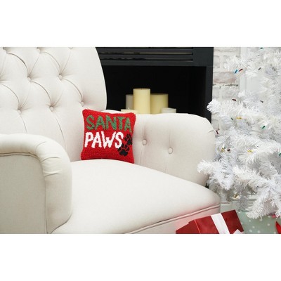 Santa Paws Red Hooked Petite Accent Throw Pillow