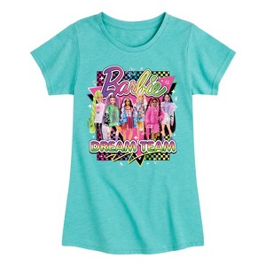 Girls' - Barbie - Retro Dream Team Checker Fitted Short Sleeve Graphic T-Shirt - 1 of 4
