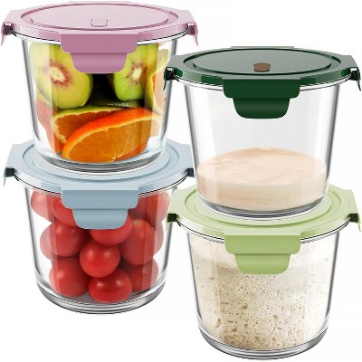 4-Pack 23oz Airtight Glass Meal Prep Containers with Lids, 3-Cup, Heat-Resistant
