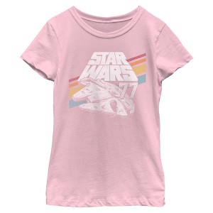 Girls Star Wars Retro 77 Millennium Falcon Stripes T Shirt - 1 of 4