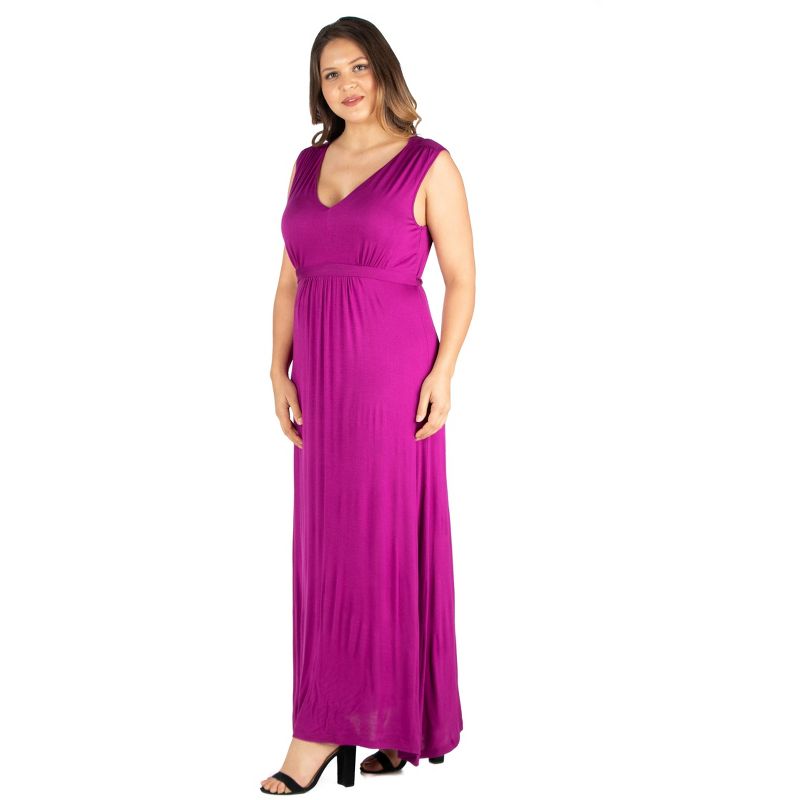 24seven Comfort Apparel Sleeveless Empire Waist Plus Size Maxi Dress, 2 of 5