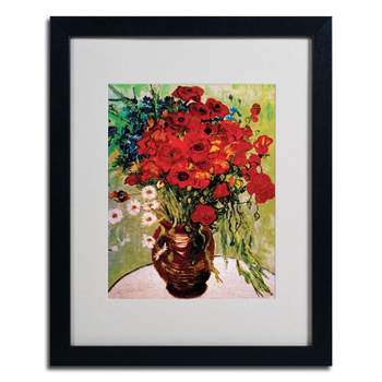 Trademark Fine Art -Vincent van Gogh 'Daisies and Poppies' Matted Framed Art