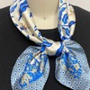 Wrapables Satin Neckerchief Square Scarf 26.5 x 26.5 Inches, Botanical Blue - 3 of 4