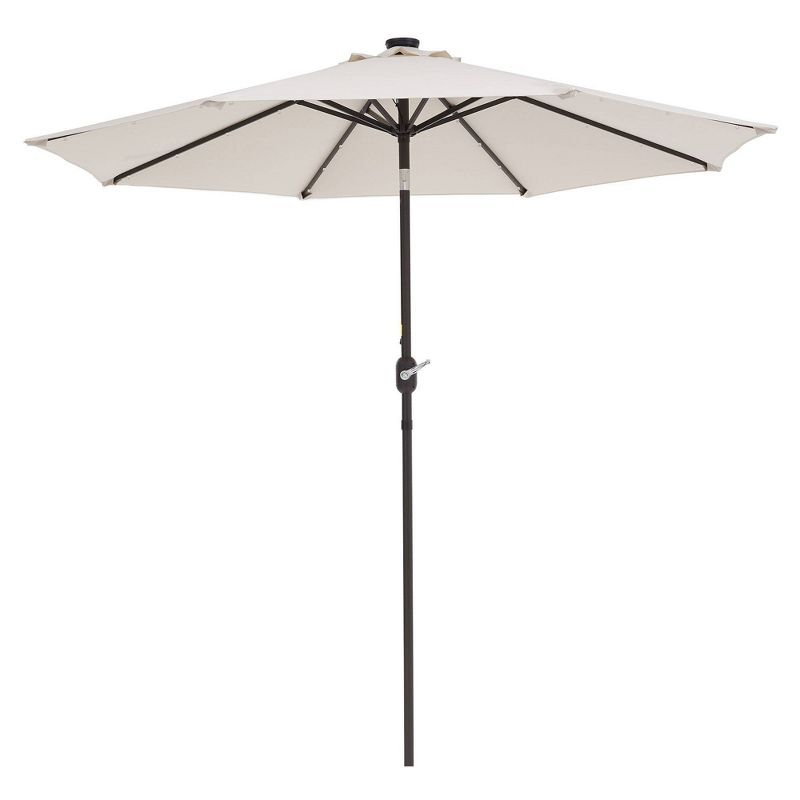 9&#39; x 9&#39; Solar LED Patio Umbrella with Tilt Adjustment and Crank Lift Beige - Wellfor, 1 of 13