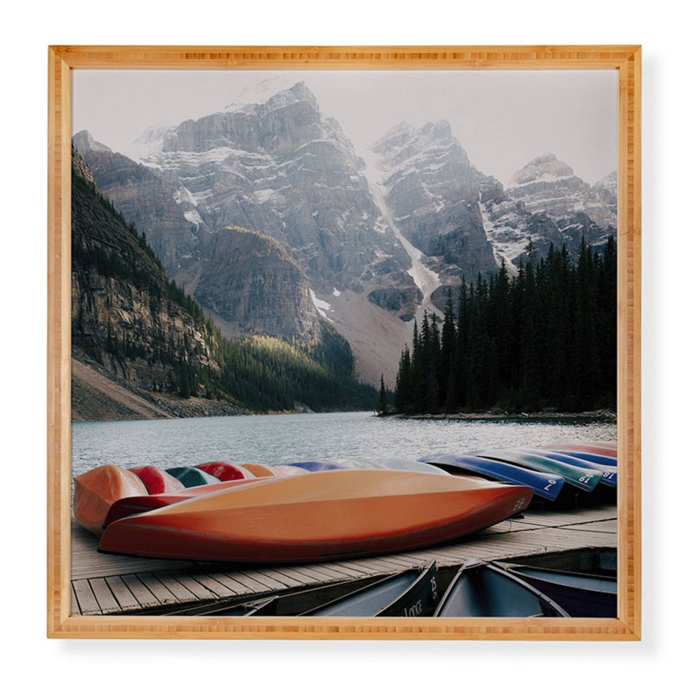 Photos - Other Decoration Deny Designs 20"x20" Hannah Kemp Moraine Canoes Framed Wall Art Bamboo