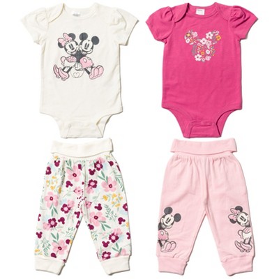 Disney Minnie Mouse Mickey Mouse Baby Girls Bodysuits and Pants Newborn to Infant
