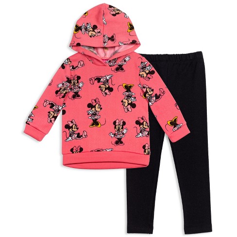 Mickey Mouse & Friends Minnie Mouse Toddler Girls Fleece Hoodie And Leggings  Outfit Set Red 3t : Target