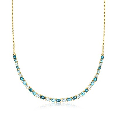 Ross-Simons 12.20 ct. t.w. Tonal Blue Topaz Graduated Necklace in 18kt Gold Over Sterling Size 18