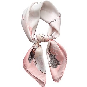 Anna-Kaci Silky Square Scarf with Floral and Rope Print for Neck Hair or Bag Styling - 1 of 4