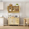 71" Tall Kitchen Pantry Cabinet with Storage, Freestanding Hutch Sideboard Buffet Cabinet with Rattan Door, 3 Drawers - 3 of 4