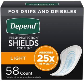 Depend Incontinence Shields/Bladder Control Pads for Men - Light Absorbency - 58ct
