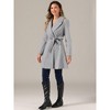 Allegra K Women's Elegant Notched Collar Single Belted Winter Long Coat - 4 of 4