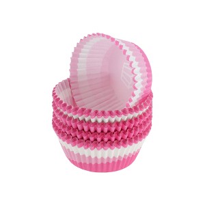 Unique Bargains Disposable Baking Cups Greaseproof Paper Pink Multicolor 1.97"x1.18" 100 Pcs - 1 of 4
