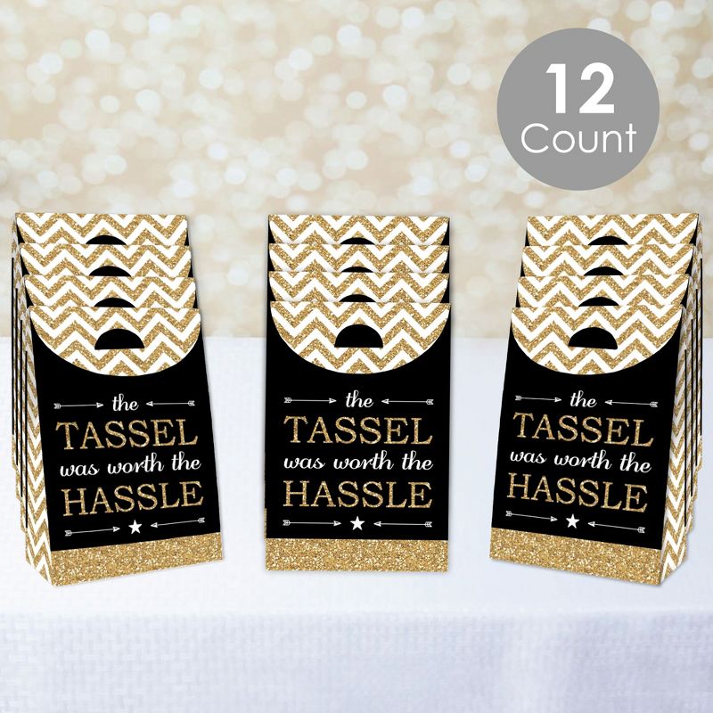 Big Dot of Happiness Tassel Worth The Hassle - Gold - Graduation Gift Favor Bags - Party Goodie Boxes - Set of 12, 3 of 10