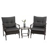 GDFStudio Basil Outdoor Steel 3 Pieces Upholstered Seating Set with Coffee Table - 2 of 4