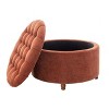 Wovenbyrd Prescott 28" Large Round Pintucked Storage Ottoman with Lift off lid - 2 of 4