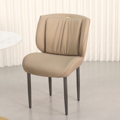 2 x Dining Chairs Upholstered PU Leather Wide Back Armless Side Dining Chairs