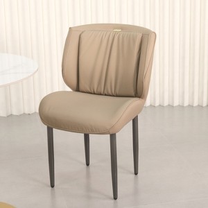 2 x Dining Chairs Upholstered PU Leather Wide Back Armless Side Dining Chairs - 1 of 4