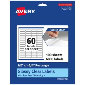 Avery Glossy Clear Rectangle Labels with Sure Feed, .5" x 1.75" - 1 of 4