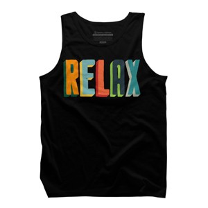 Men's Design By Humans Relax Color Block Letters By radiomode Tank Top - 1 of 2