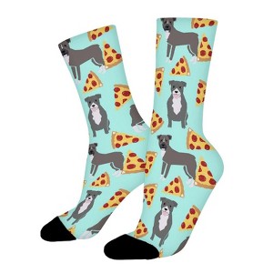 Grey Pitbulls Pizza Women Printed Crew Socks Funny Funky Socks Soft Polyester Novelty Gifts for Artists Men - 1 of 1