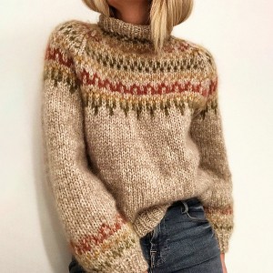 Women's Fair Isle Sweater - Cozy Nordic Geometric Pattern Knit Pullover, Soft Wool Blend Casual Winter Top for Holiday - 1 of 2