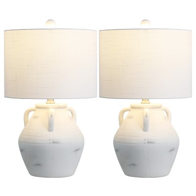 JONATHAN Y Altea 20.5" Rustic Coastal Pottery Jar LED Table Lamp