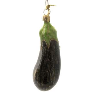 Holiday Ornaments Eggplant  -  One Ornament 3.5 Inches -  Spongy Fruit  -  102E  -  Glass  -  Multicolored