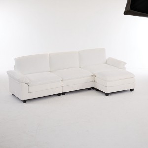 NicBex 102.4 Inch Modular Corduroy Sectional Sofa,L-Shaped Couch with Removable Ottoman for Living Room,Apartment,Office,Beige - 1 of 4