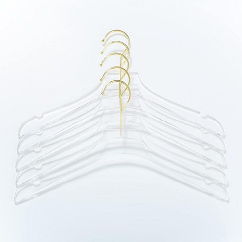 HomeCube USA Clear Acrylic Clothes Hangers with Gold Hooks, Elegant, Durable & Heavy Duty, Perfect For Home & Boutique Use - image 1 of 4