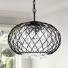 DORESshop 3-Light Matte Black Drum Pendant Light Chandelier with Decorative Crystal Shade E12 Base for Dining Room or Living Room - 3 of 4