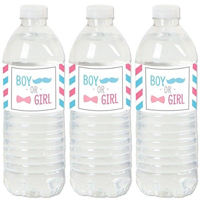 Big Dot of Happiness Chevron Gender Reveal - Gender Reveal Water Bottle Sticker Labels - Set of 20