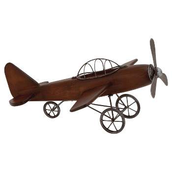 Vintage Reflections Rustic Wood and Iron Vintage-Style Model Plane (16") Olivia & May