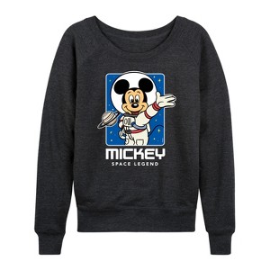 Women's - Disney - Retro Mickey Portrait Lightweight French Terry Wide Neck Long Sleeve Shirt - 1 of 4