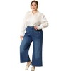Agnes Orinda Women's Plus Size Casual Stretch Washed Pockets Wide Leg Palazzo Denim Jeans - 3 of 4