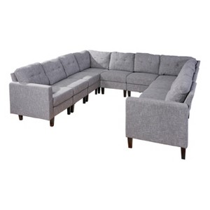 10pc Delilah Mid Century Modern U-Shaped Sectional Sofa Set Gray - Christopher Knight Home: Modular, Living Room Furniture - 1 of 4