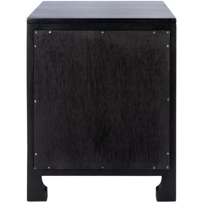 Coastal Black Mahogany & Natural Rattan 1-Drawer Nightstand