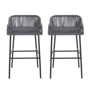 Outdoor Rope Bar Stools Set of 2,UV Resistant Bar Stools with Metal Frame for Patio or Garden,Modern Bar Stools for Alfresco Dining-Koiai - 1 of 4