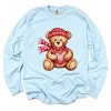 Valentine Teddy Bear Beanie - Women's Garment Dyed Long Sleeve Graphic T-Shirt - 2 of 4