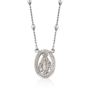Ross-Simons Italian Sterling Silver Miraculous Medal Bead Station Necklace Size 16 - 1 of 4