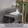 Indoor Outdoor Wicker Recliner Chair with Flip-Up Table Air Pump 155° Lay Flat - 4 of 4